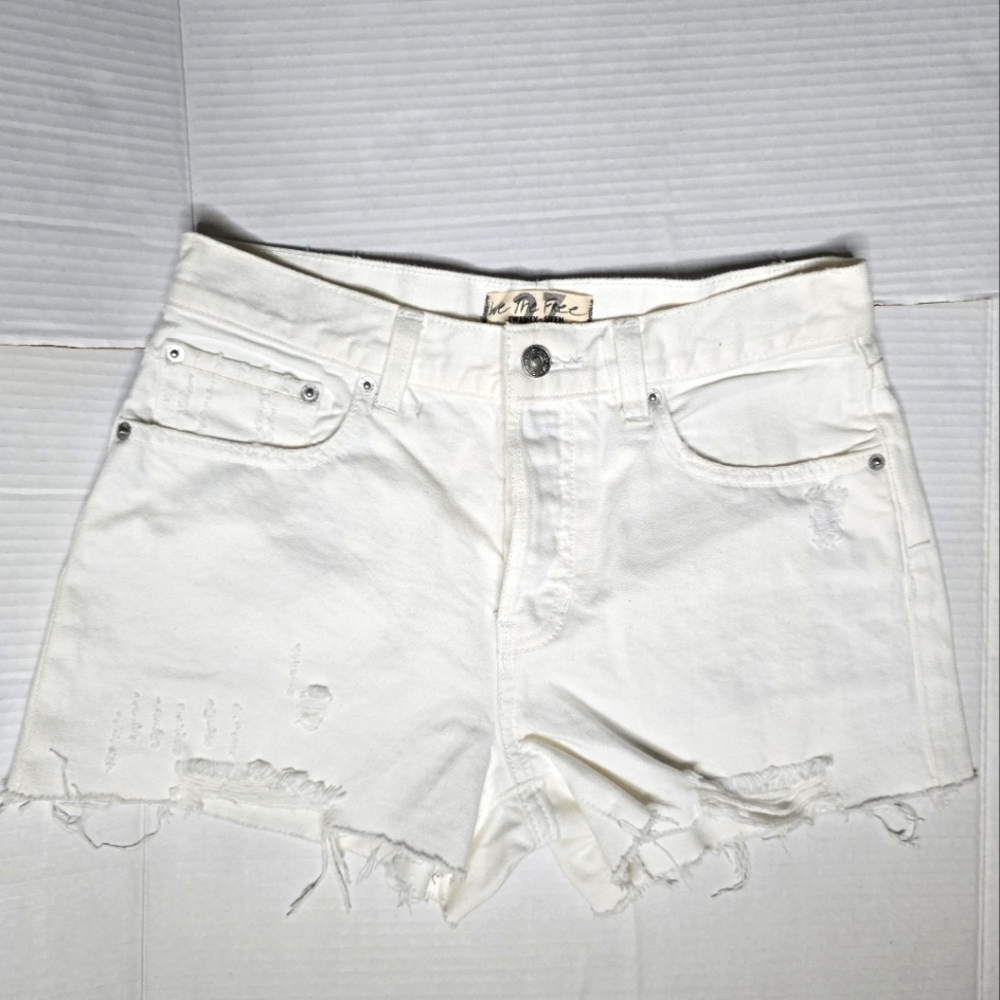 Free People Women's White Distressed Shorts